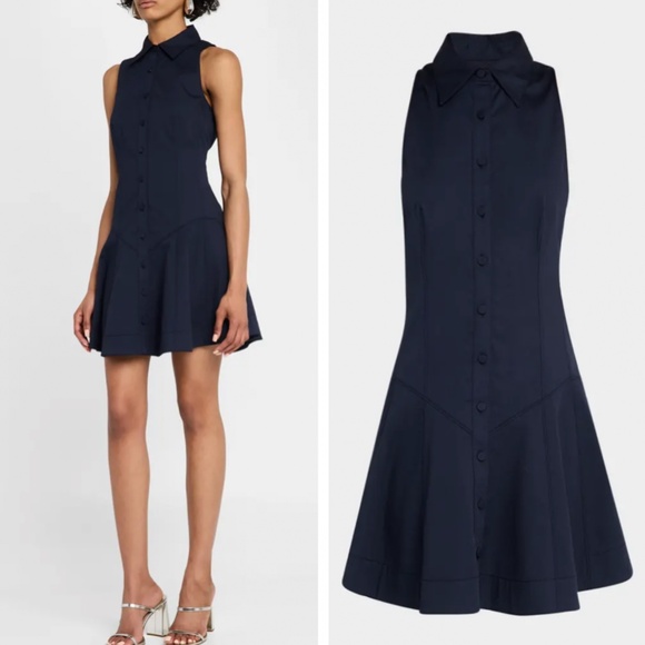 cinq a sept Dresses & Skirts - NWT Cinq a Sept Poppy Sleeveless Flared Mini Poplin Shirtdress - Navy Blue Sz4